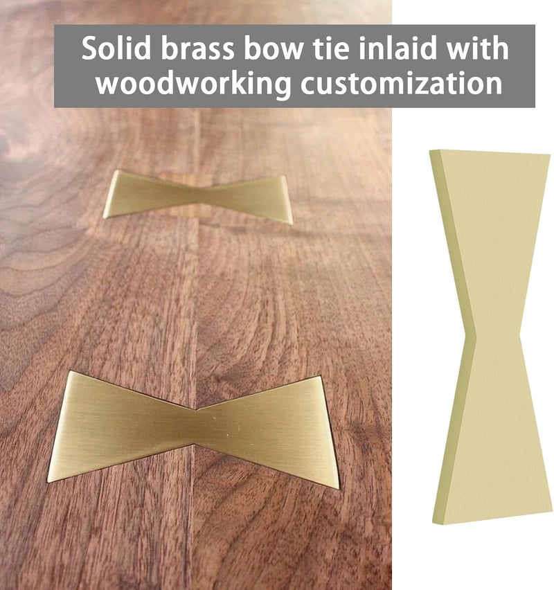 Create idea Solid Brass Bow Tie 70mmx26mmx4mm Slot Cutting Wood Bow Tie Professional Butterfly Inlay Bowtie Inlay Butterfly Inlay,for Bowtie Inlay Wood Working - Image 2